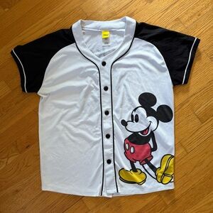 Walt Disney Mickey Mouse Baseball Jersey Womens Large #28 Short Sleeve Shirt